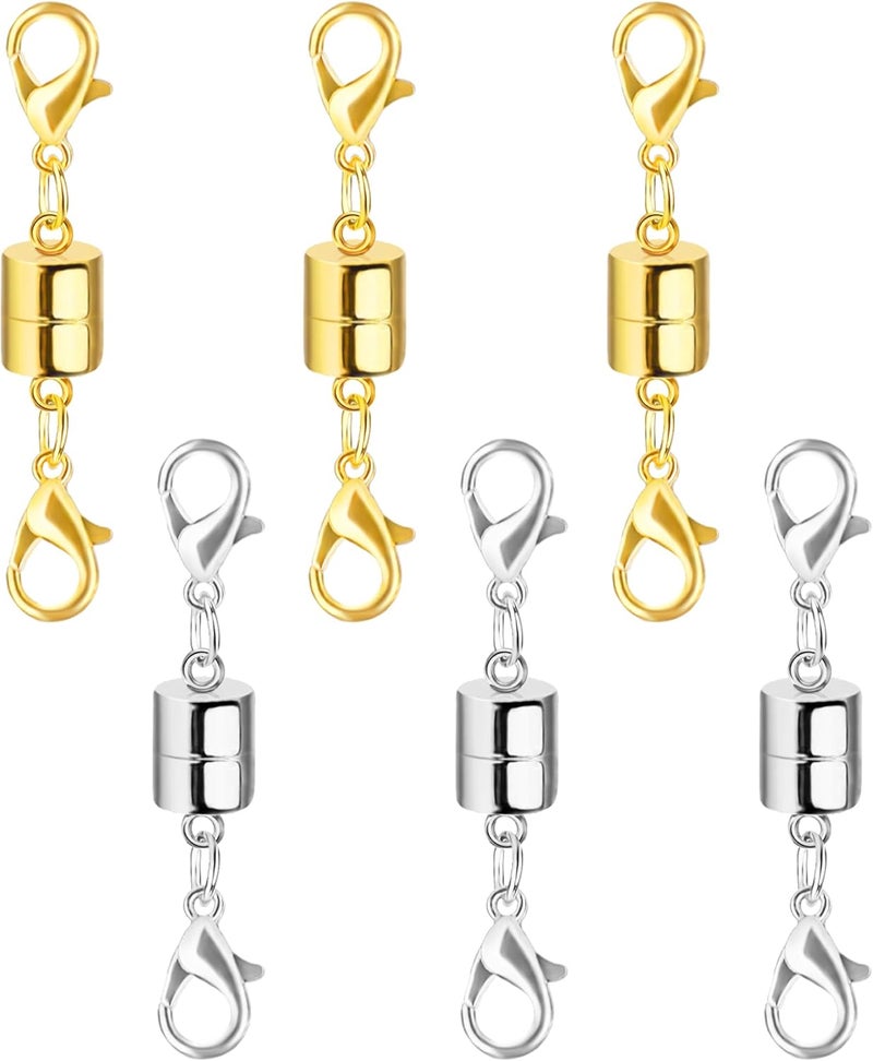 SUTQIGUI Magnetic Necklace Clasp and Closures with Double Lobster Clasp, 14K Gold and Silver Necklace Extenders for Women Magnetic Jewelry Clasps for Necklaces, Bracelet Necklace Extender(6PCS) - Image 1